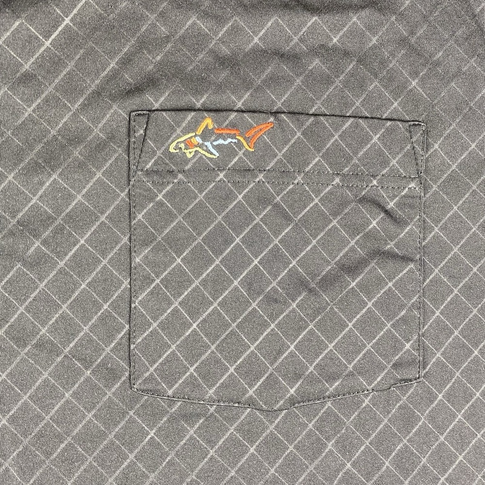 Greg Norman Tasso Ella Polo Mens XXL PlayDry Windowpane Black Check Pocket Shirt - Picture 5 of 9